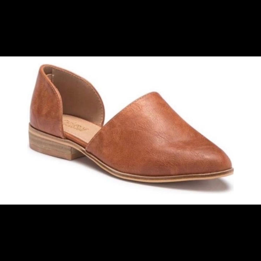 Brown Leather D’Orsay Flats